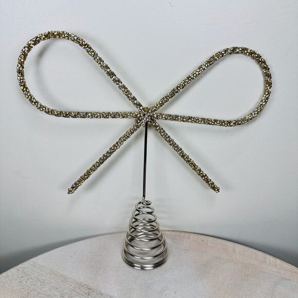 NEW Cupcakes and Cashmere Gold Crystal Bow Tree Topper Glam Holiday Decor NWT - Picture 13 of 16